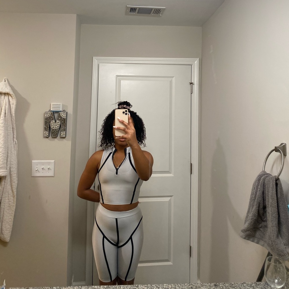 Silver Metallic Two Piece Set